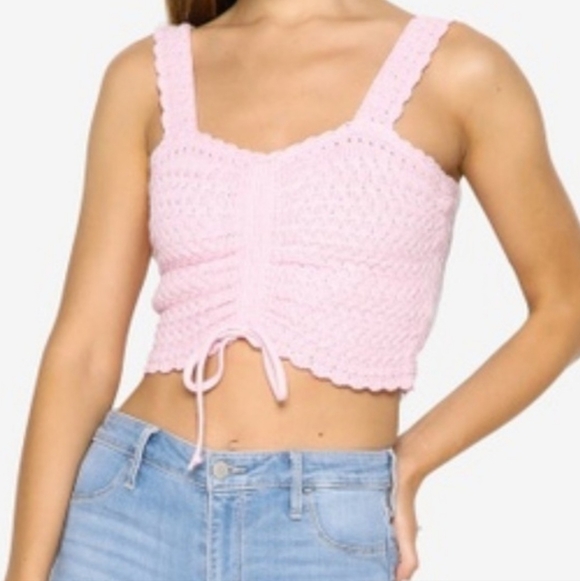 Hollister NWT Ruched Crochet Reversible Crop Top Size Small. - Picture 3 of 10